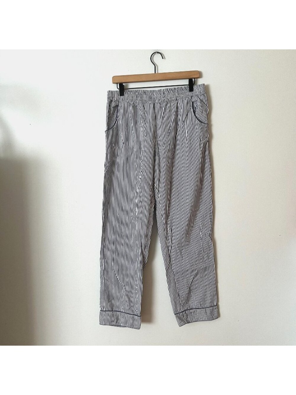 LAKE Blue & White Striped Cotton Pajama Pants Women's Size Medium